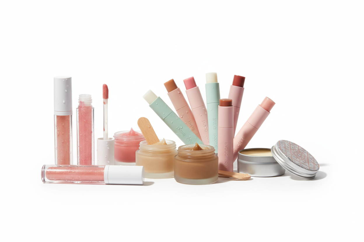 Lip Care Products with background White